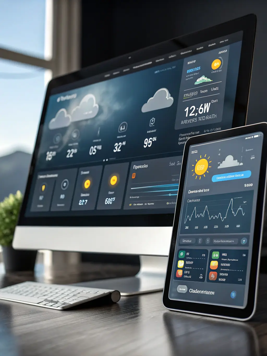 A split-screen image showing a standard weather app on one side and the Luke Snow personalized weather alert interface on the other.